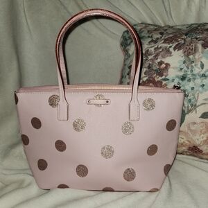 Kate Spade Pink Polka Dot Zippered Tote